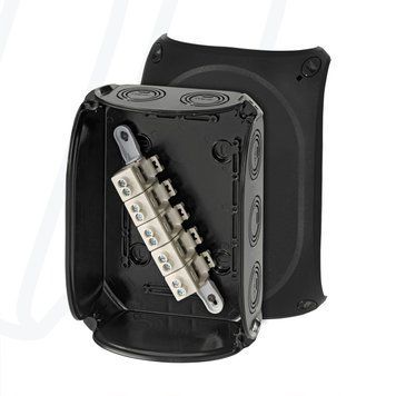 Розподільна коробка KF1610B 210x155x92 мм, IP66/67, з клемником 5х10 мм&sup2;, чорна RAL 9011 | HENSEL