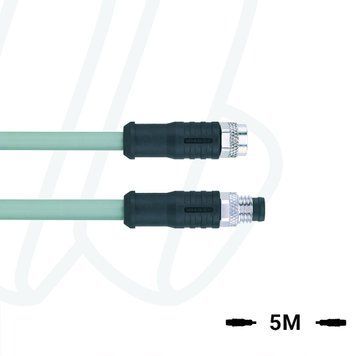 Кабель AL-SKPS3-5-AL-SSPS3/P00, з роз'ємами M8, гніздо пряме 3п, M8, штекер прямий, 3п, екранований, ПВХ, 5м, сірий