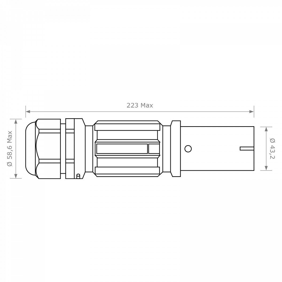 Розетка кабельна SPX, 480А, L2, 95 мм&sup2;, ввід М40 &Oslash;19&ndash;28мм, чорна, 480 A, 1