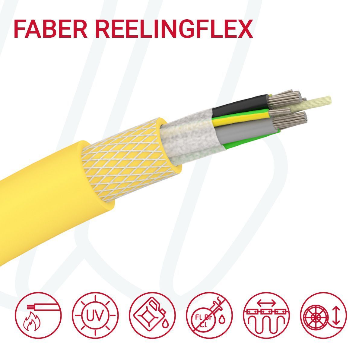 Кабель FABER REELING FLEX 03X95+03G16+02X2.5 0.6/1кВ жовтий