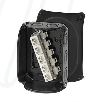 Розподільна коробка KF1616B 210x155x92 мм, IP66/67, з клемником 5х16 мм&sup2;, чорна RAL 9011 | HENSEL