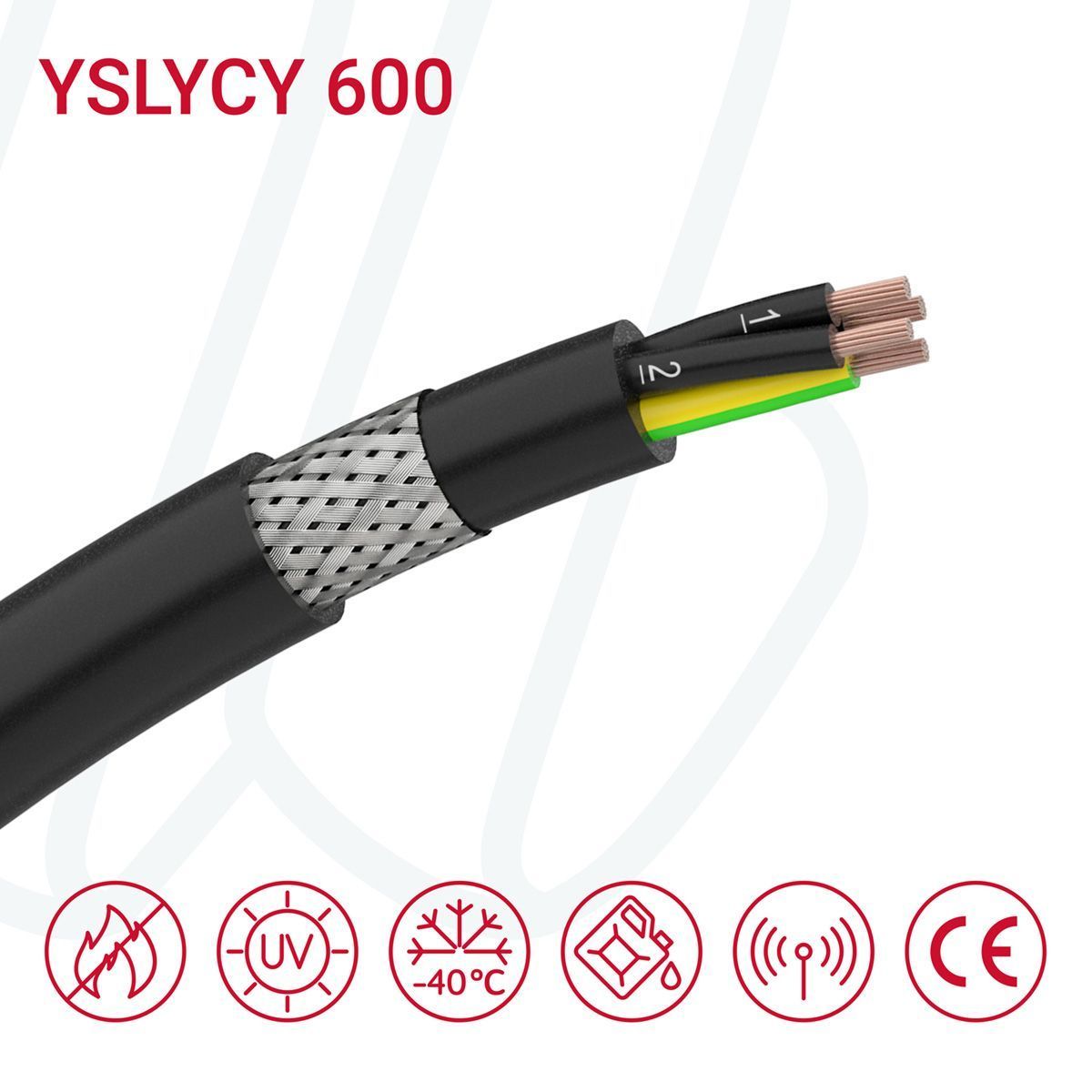 Кабель YSLYCY-OZ 600 2X1,5 0.6/1 кВ чорний
