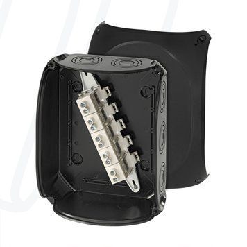 Розподільна коробка KF2525B 255x205x112 мм, IP66/67, з клемником 5х25 мм&sup2;, чорна RAL 9011 | HENSEL