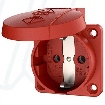 Розетка панельна SCHUKO 16A 2п+З 230В, IP54 червона (клеми plug-in), 16 A, 2+E, 230 В