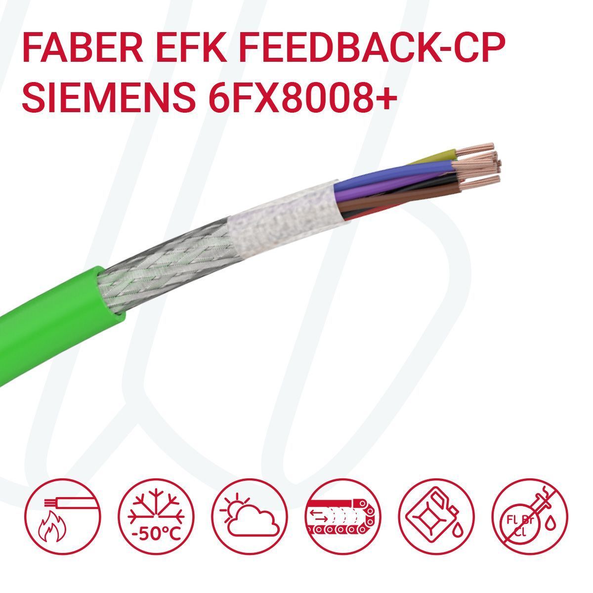 Кабель FABER EFK FEEDBACK CP+ (04X2X0.18) cUL 6FX8008-1BD61 зелений