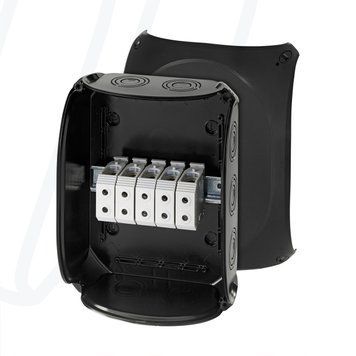 Розподільна коробка KF3535B 295x225x122 мм, IP66/67, з клемником 5х35 мм&sup2;, чорна RAL 9011 | HENSEL