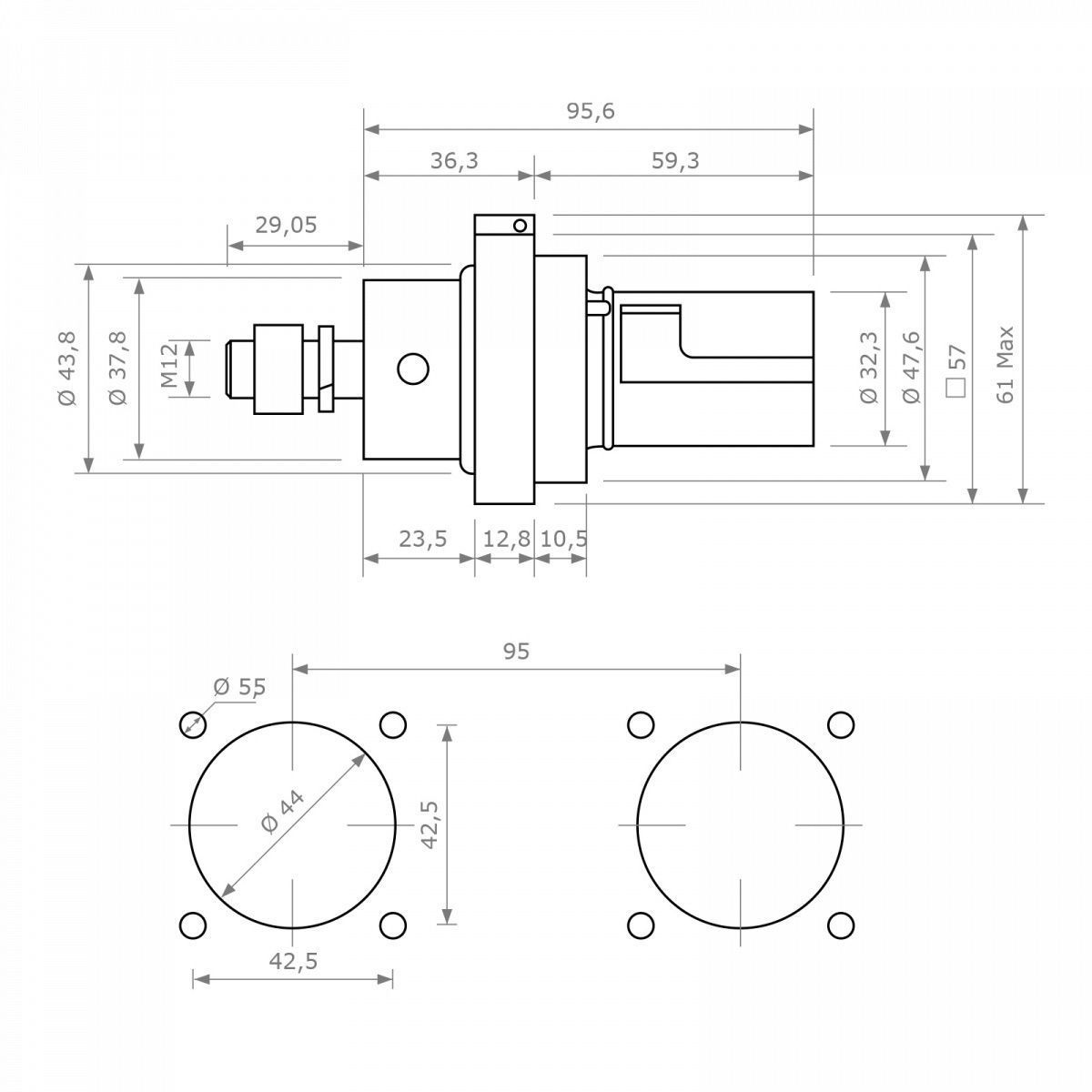 Штекер панельний SPX, 480А, L1, підʼєднання М12, коричневий, 480 A, 1