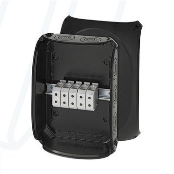 Розподільна коробка KF5050B 355x255x122 мм, IP66/67, з клемником 5х50 мм&sup2;, чорна RAL 9011 | HENSEL