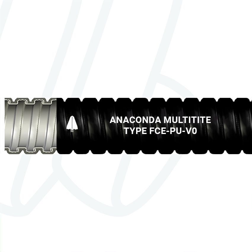 Металевий гофрорукав ANACONDA MULTITITE FCE-PU-V0 25 &Oslash;21,2/26 мм чорний (упак. 25м)