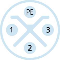 Роз'єм PS-WASC4K для монтажу, M12, прямий, штекер, код S, 3п+PE 630В 12А | ESCHA