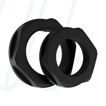 Контргайка з поліаміду з фланцем M12x1,5 / SW=18мм / чорна RAL 9005, M, M12x1,5
