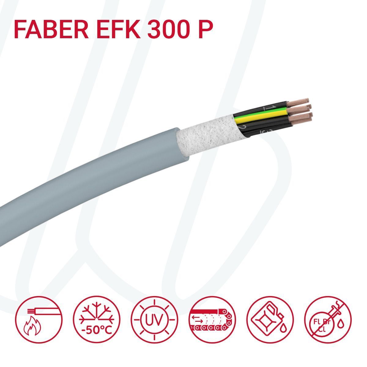 Кабель FABER EFK 300 P 07G0.75 сірий