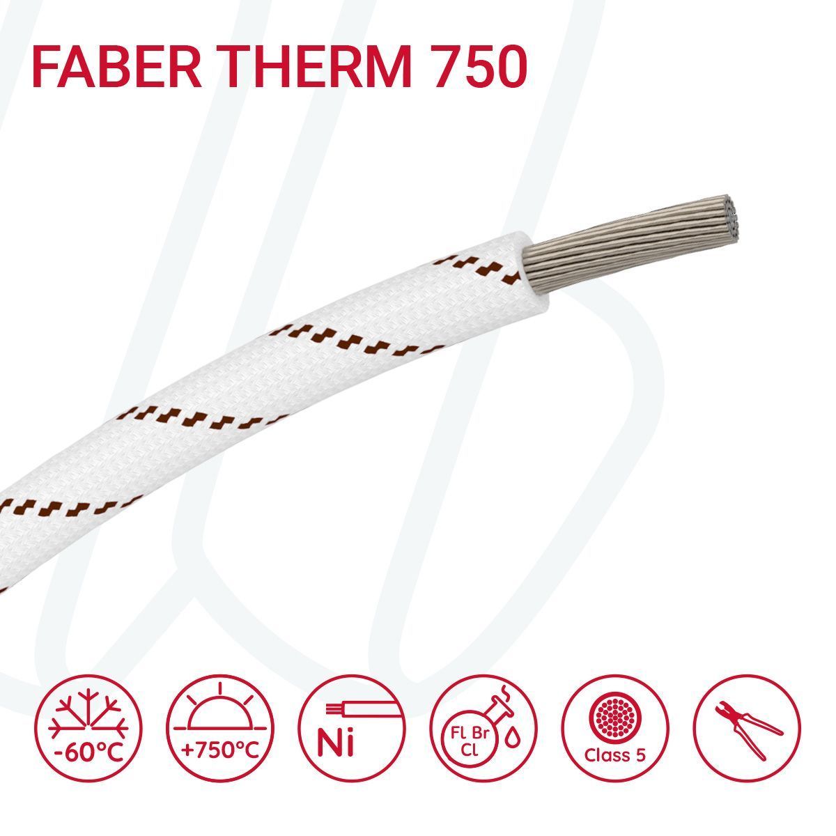Провід термостійкий FABER THERM 750 1X6 в плетінні з коричневою ниткою
