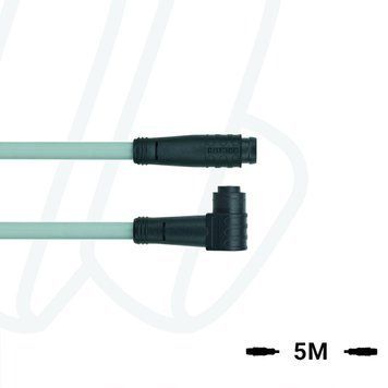 Кабель AL-WKP3-5-AL-SP3/P00, хватка &Oslash;8мм , гніздо кутове 3п, хватка &Oslash;8мм, штекер прямий, 3п, ПВХ, 5м, сірий