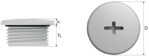 Заглушка кругла з різьбою з поліаміду M16x1,5 / TL=10,0мм / RAL 9005 чорна, M, M16x1,5, 10 мм