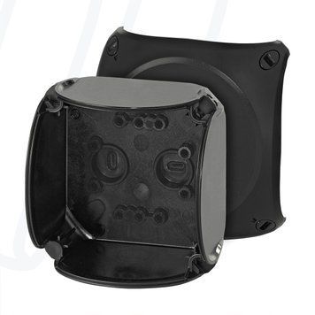 Розподільна коробка KF0200C 93x93x62 мм, IP66/67, без клемника, гладкі стінки, чорна RAL 9011 | HENSEL